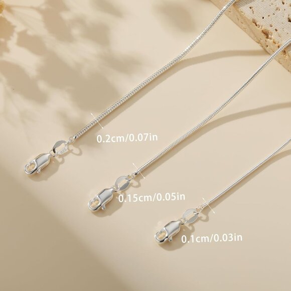 Women's 1.mm Sterling Silver Snake Chain Necklace - Stylish Minimalist Gift Idea - Picture 6 of 7